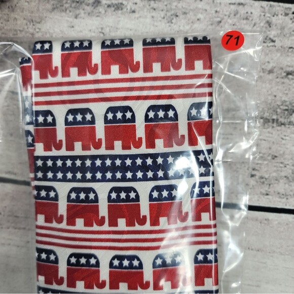 Parquet Mens Republican Elephant Red White and Blue Neck Tie - Picture 7 of 8